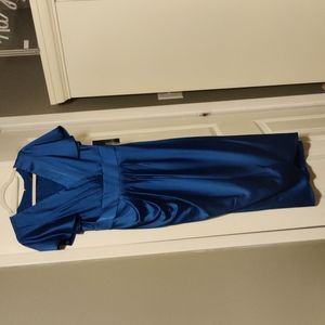 Satin dress. Aztec blue.